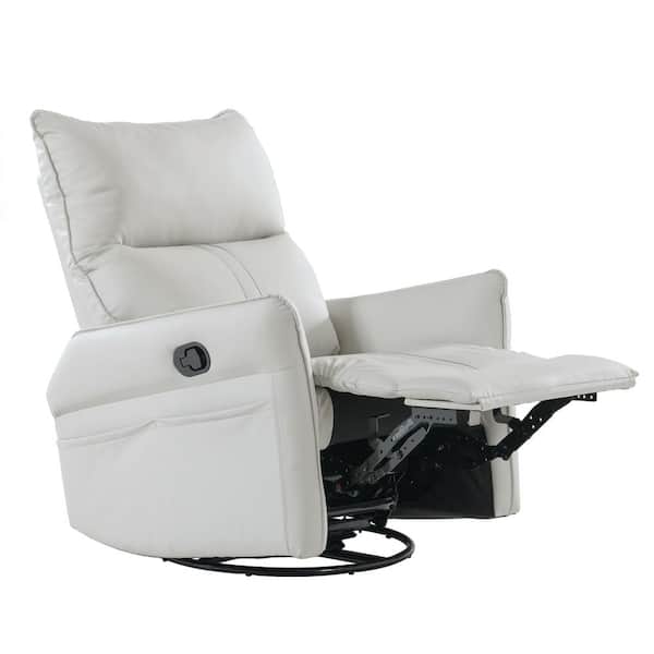 Merax Light Gray Faux Leather Rocking Swivel Recliner Chair with Side  Pockets, Padded Seat, 360° Swivel GCCPXN115303 - The Home Depot