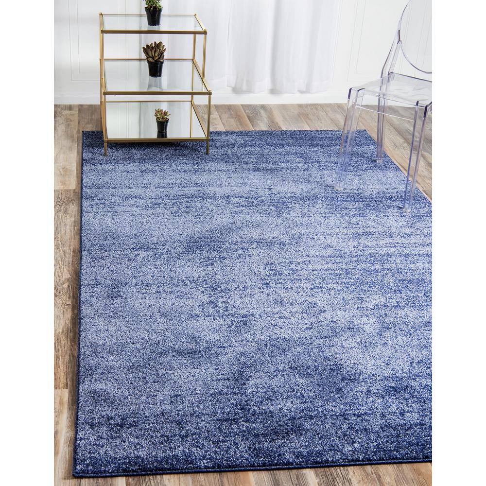 Navy Blue Tufted Rectangular Easy-Care Synthetic Rug