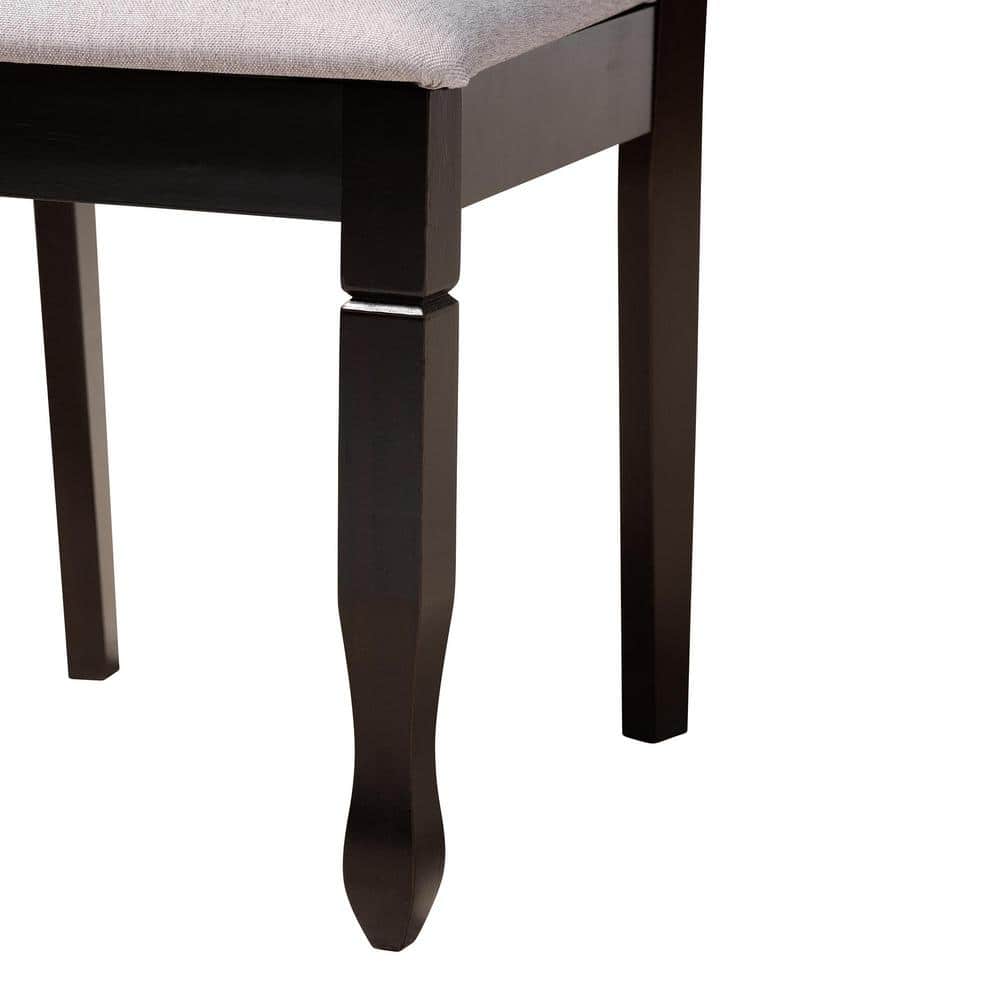 Mila Retro Grey Fabric and Dark Brown Wood 5-Piece Dining Set