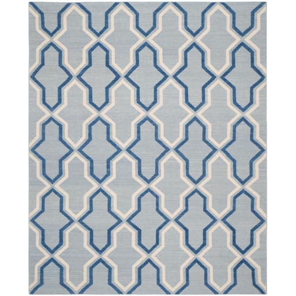 SAFAVIEH Dhurries Light Blue/Dark Blue 9 ft. x 12 ft. Geometric Area