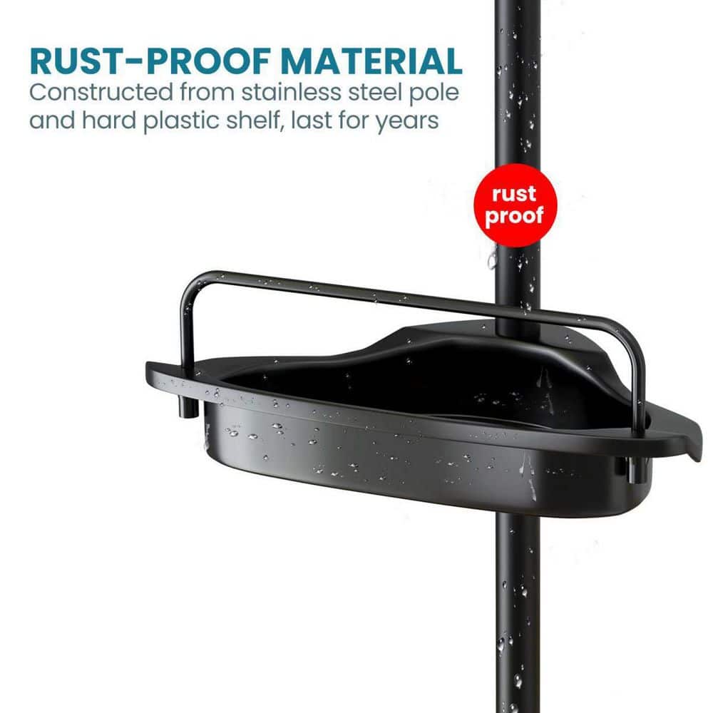 Black Adjustable Rustproof Metal Shower Corner Caddy with 4 Shelves