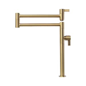 Standed Deck Mounted Pot Filler Faucet with Lever Handle in Brushed Gold