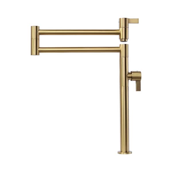 ARCORA Standed Deck Mounted Pot Filler Faucet with Lever Handle in Brushed Gold