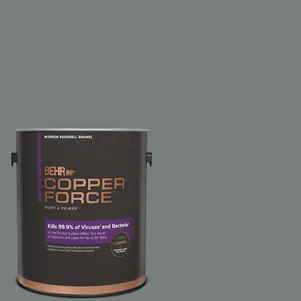COPPER FORCE 1 gal. #PPU25-18 Shutter Gray Eggshell Enamel Virucidal and Antibacterial Interior Paint & Primer