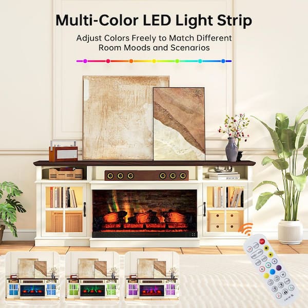 Sizzim 70 in. Freestanding Electric Fireplace TV Stand with Open
