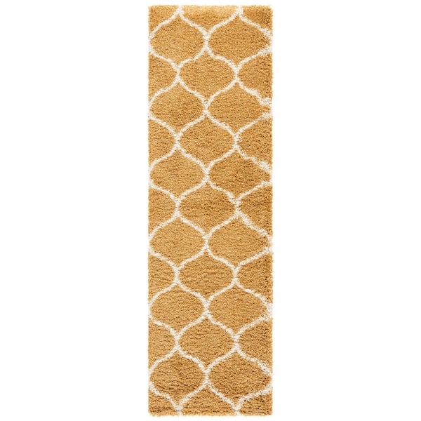 Hudson 2 ft. x 8 ft. Gold/Ivory Geometric Runner Rug