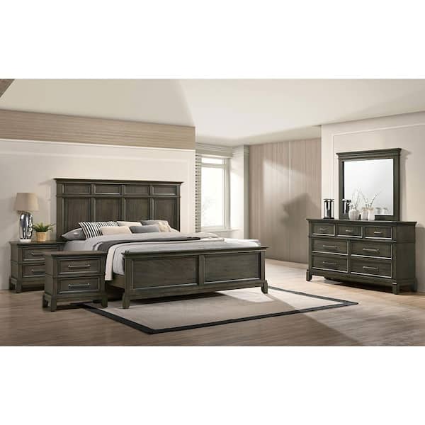 Furniture of America Emery Point 5Piece Gray Wood California King Bedroom Set with Care Kit