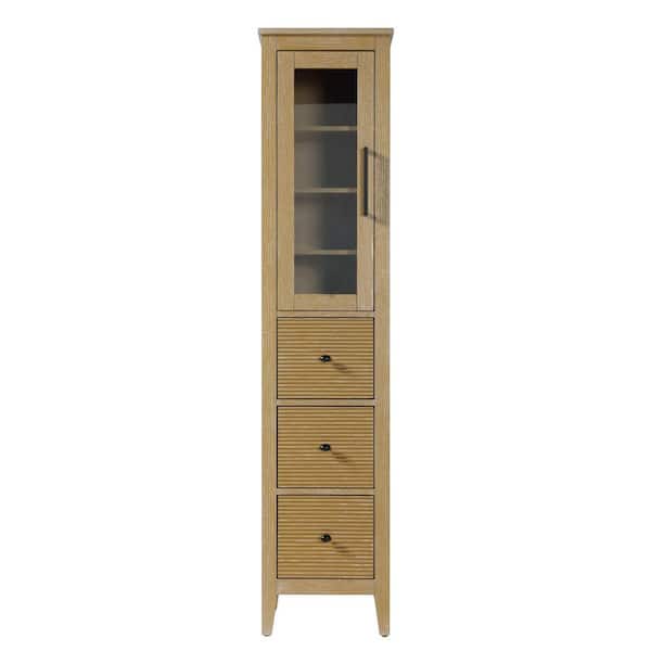 16 in. W x 18 in. D x 72 in. H Beige Freestanding Linen Cabinet