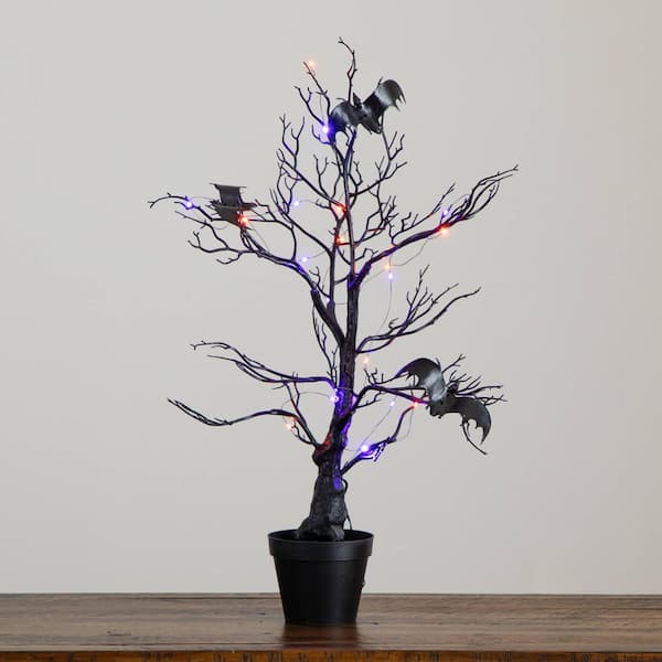 Nearly Natural 2ft. Pre-Lit Artificial Halloween Black Spooky Twig