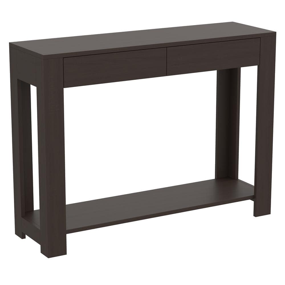 Safdie and Co. 40 in. Cappuccino Rectangle Wood Console Table with-Drawers 