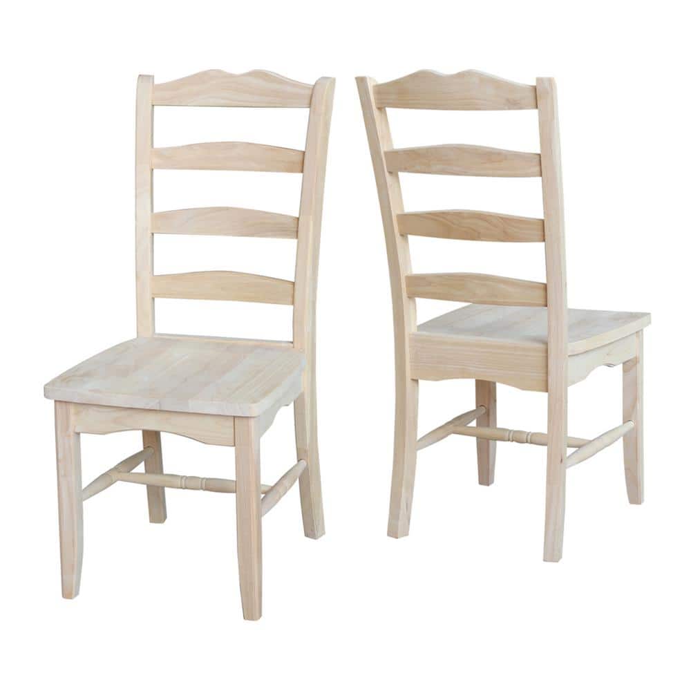 Unfinished Solid Wood Ladderback Dining Chairs (Set of 2)