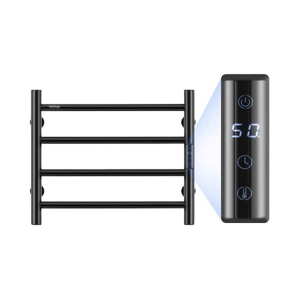 VEVOR 4 Bars Towel Warmer Rack, Wall Mounted Heated Towel Rack for Bathroom, IPX5 Waterpoof Towel Heater Rack, Black
