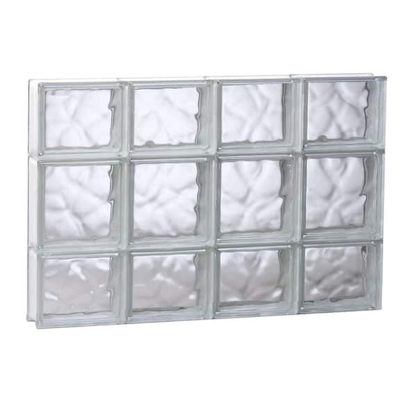 Clearly Secure 31 in. x 19.25 in. x 3.125 in. Frameless Wave Pattern Non-Vented Glass Block Window