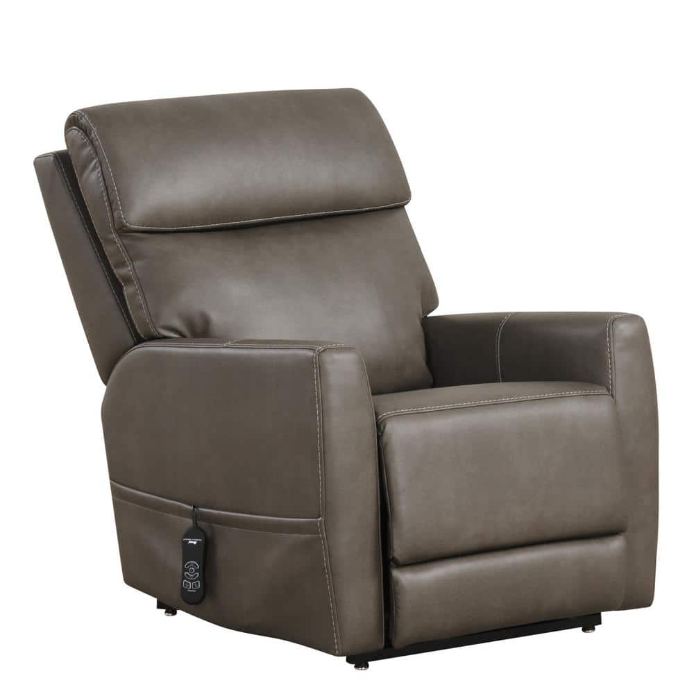 Gray Faux Leather Lift Recliner with USB Charging