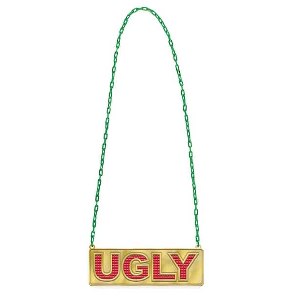 Amscan 32 in. x 7.25 in. Ugly Bling Christmas Chain Link Necklace with Pendant (2-Pack)