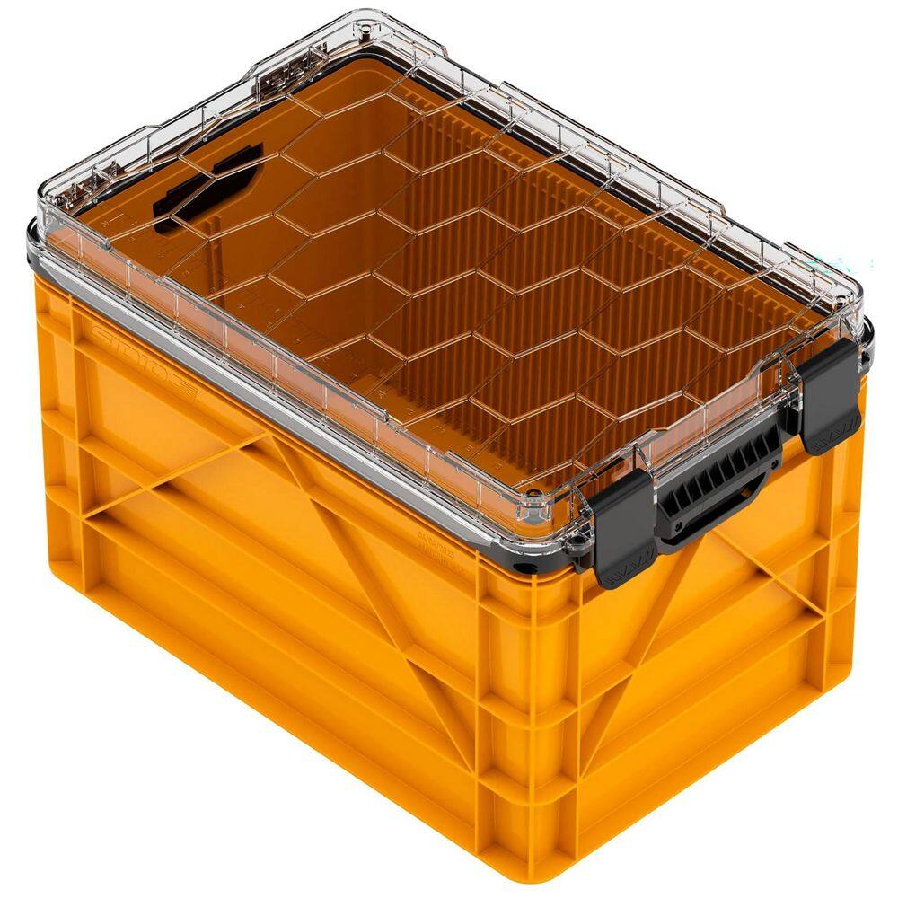 Weather Resistant Full Size Storage Bin High Stacking Capacity Heavy Duty Stackable Storage Bin w/ Lid and Dividers Sol price history on PriceWatchPro