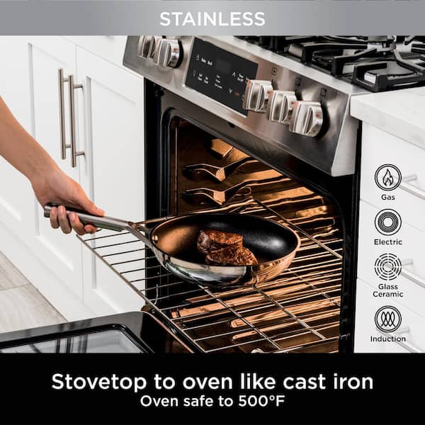NINJA Foodi Neverstick 10-Piece Stainless Cookware Set with Lids C69500 -  The Home Depot