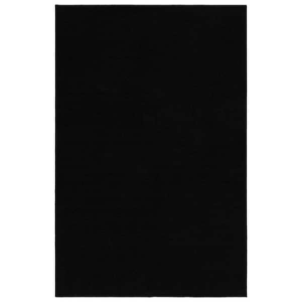 Palmer Plush 4 ft. x 6 ft. Black Washable Non Slip Solid Color Area Rug