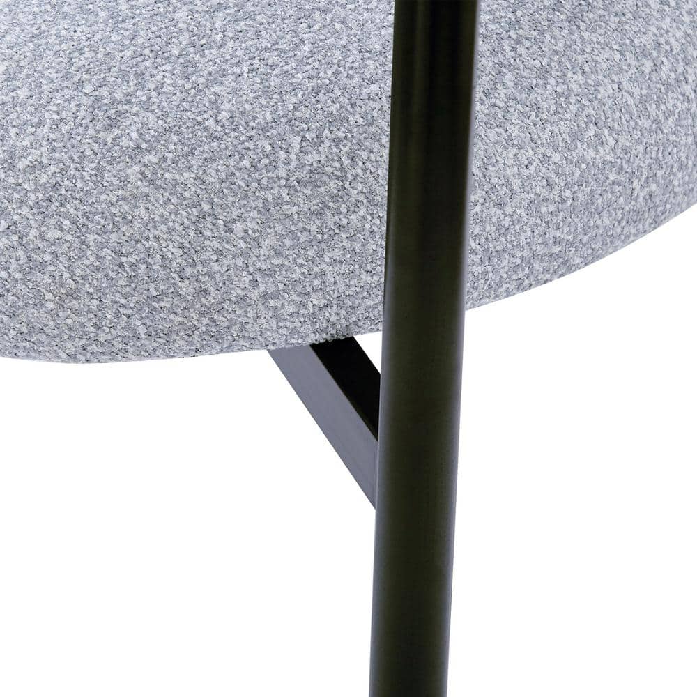 Gray Upholstered Metal Armchair Set with Low Slat Back