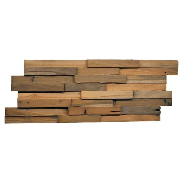 .083 ft. x 0.5 ft. x 1.5 ft. Brown Chocolate Wood Reclaimed Solid Teak 3D Decorative Wall Panel Sample