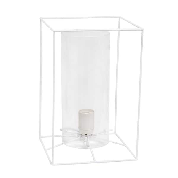 Elegant Designs 11.8 in. White/Clear Large Exposed Glass and Metal Table Lamp