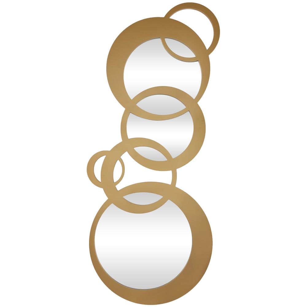 Litton Lane 23 in. x 56 in. Circles Round Framed Gold Geometric Wall