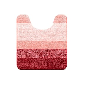 24 in. x 20 in. Red Stripe Microfiber Rectangular Contour Bath Rugs