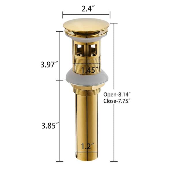 BWE 1-5/8 in. Bathroom Sink Pop-Up Drain With Overflow in