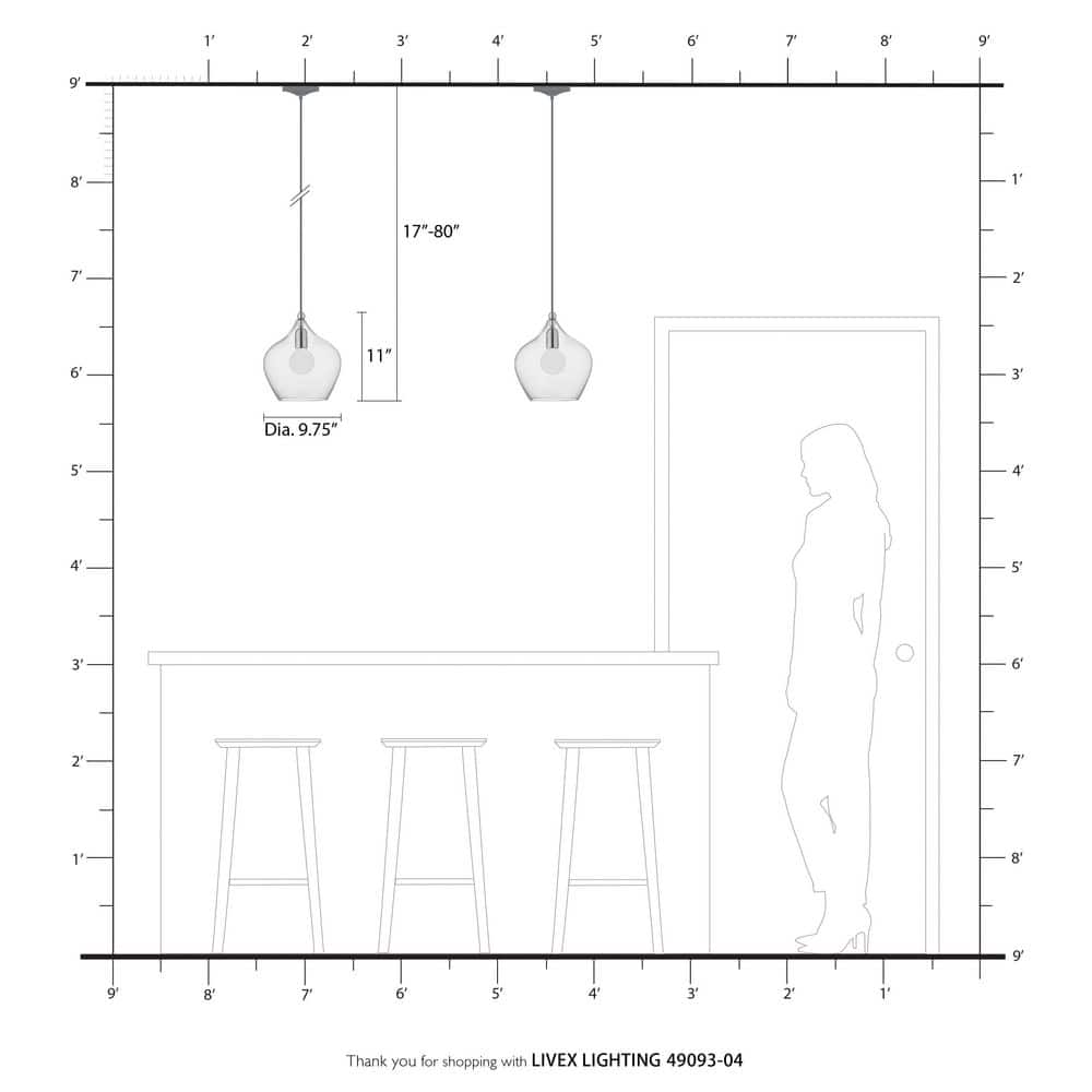 Aldrich Black and Brushed Nickel Glass Pendant Light