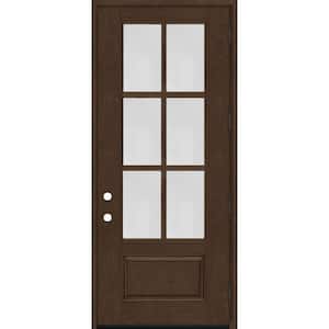 Regency 36 in. x 96 in. 3/4-6 Lite Clear Glass LHOS Hickory Stained Fiberglass Prehung Front Door