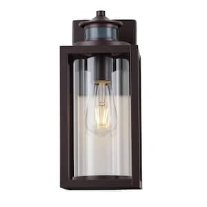 1-Light Bronze Wall Sconce with Motion Sensor