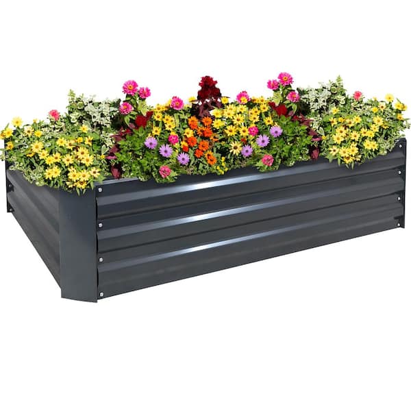 47 in. Rectangle Dark Gray Galvanized Steel Raised Garden Bed