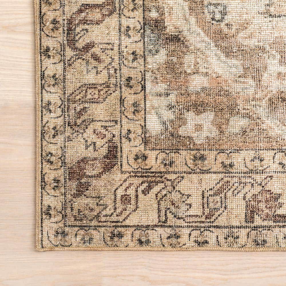 Hillstone Beige and Brown Rectangular Synthetic Area Rug