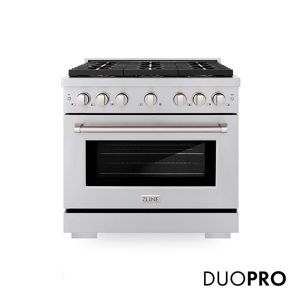36 in. 5.2 cu. ft. Paramount Dual Fuel Range with 6 Burner DuoPro Cooktop and Convection Oven in Stainless Steel