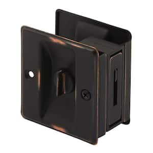 Pocket Door Privacy Lock and Pull, 2-3/4 in. tall, Classic Bronze