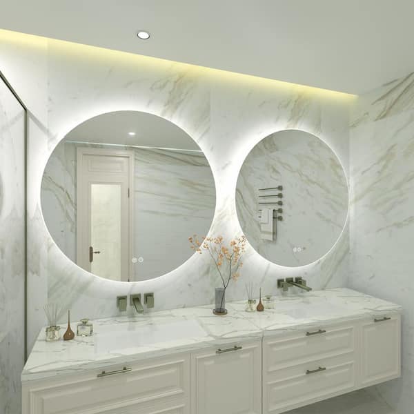 28 in. W x 28 in. H Round Frameless Super Bright LED Backlited Anti-Fog Wall Bathroom Vanity Mirror