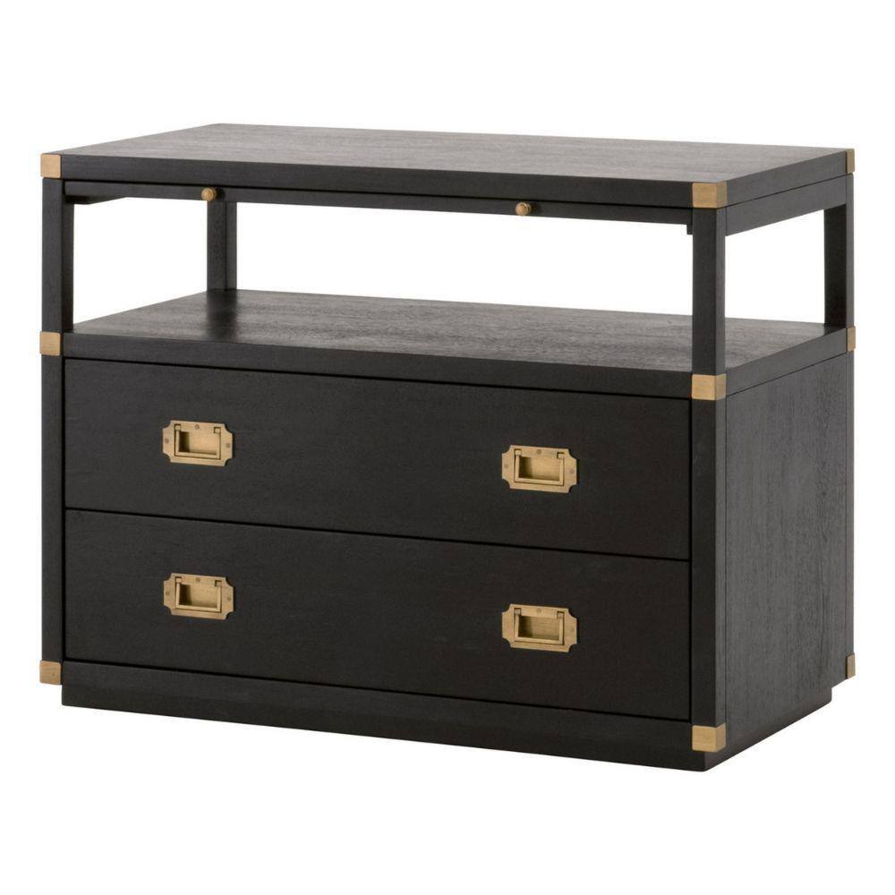Benjara 35 in. 2Drawer Black and Gold Wooden Nightstand BM286281 The