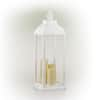 Alpine Corporation 28 in. Tall Outdoor Battery-Operated Lantern with LED  Lights, White IVY100HH-L - The Home Depot