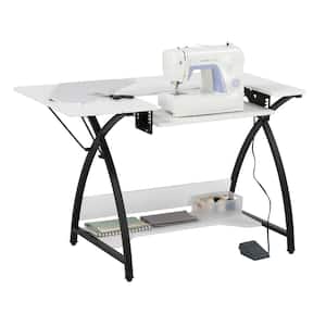 Comet Plus 45.5 in. W x 23.5 in. D PB Hobby Craft Sewing Table in Black/White