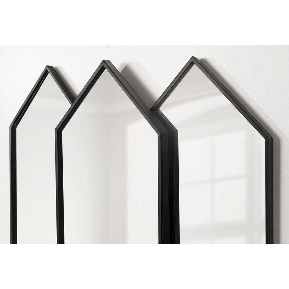 Diaz Hexagonal Black and Gold Stacked Wall Mirror Set