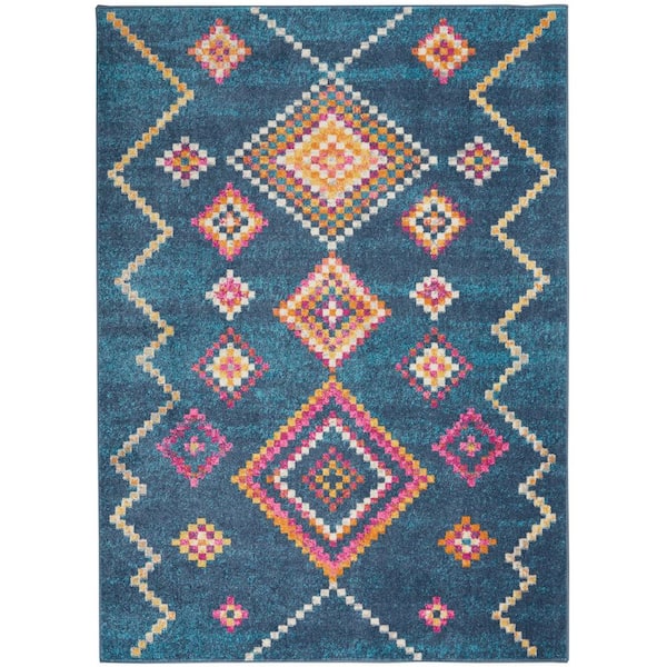 Nourison Passion Navy 4 ft. x 6 ft. Geometric Transitional Area Rug
