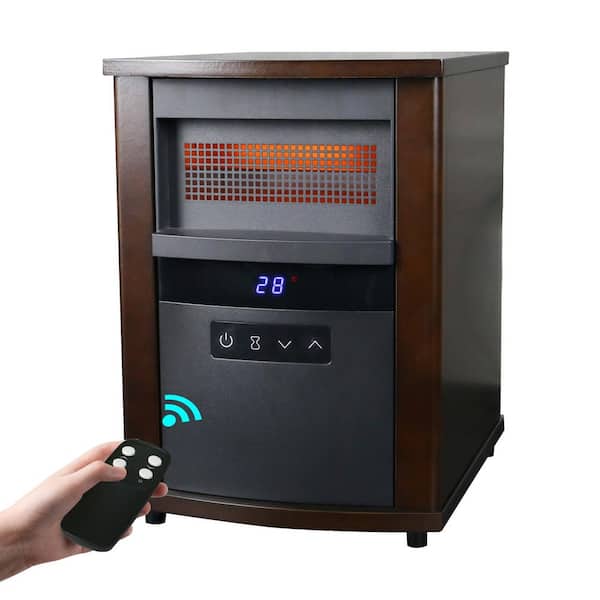1500W Brown Infrared Electric Compact Quartz Heater with Adjustable Thermostat, Overheat Protection Space Heater