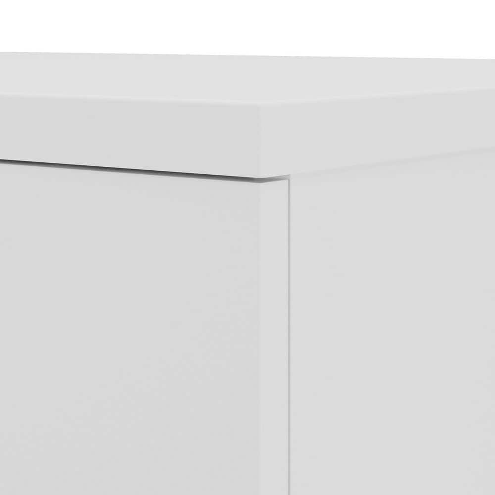 White Engineered Wood Office Storage Cabinet with Adjustable Shelves