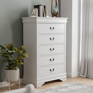 Burkhart White 5-Drawer 31.5 in. Wide Chest of Drawers