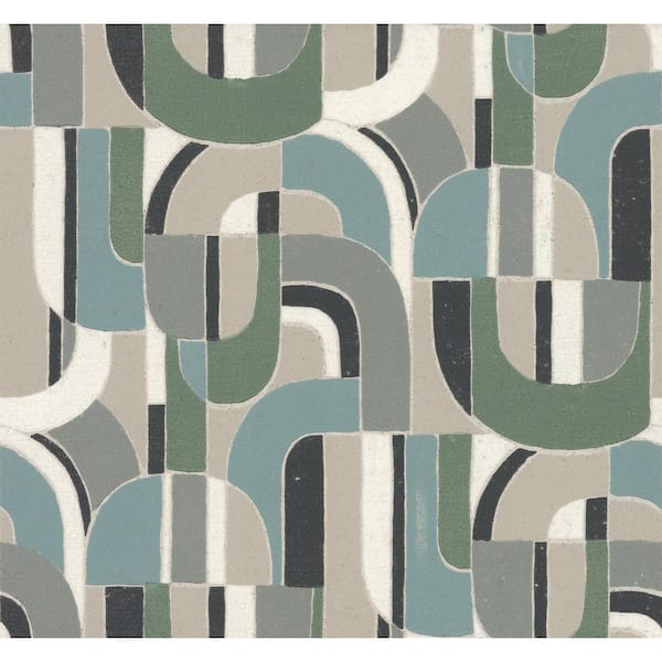 York Wallcoverings Ronald Redding Dark Blue and Green Sculptural Garden Unpasted Paper Wallpaper Matte, (27 in. x 27 ft.)