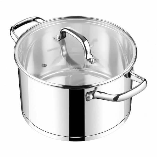 4 qt. Stainless Steel Stock Pot with Lid for Cooking Simmering Soup Sauce, Heavy Duty Non Toxic Pasta Pot for Cooking
