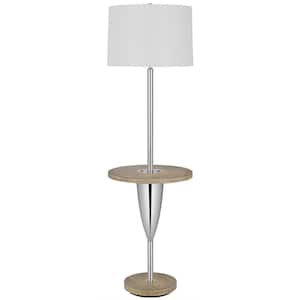 61 in. Silver 1 Dimmable (Full Range) Tripod Floor Lamp for Living Room with Cotton Empire Shade