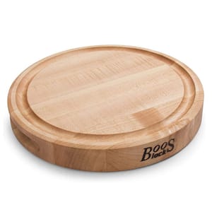 12 in. x 12 in. x 1.75 in. Round Maple Wood Cutting Board with Juice Groove