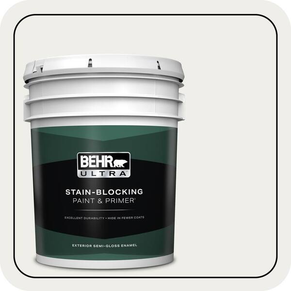 BEHR ULTRA 5 gal. #PWN-53 White Mink Semi-Gloss Enamel Exterior Paint & Primer