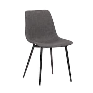 Monte Charcoal Contemporary Faux Leather with Black Powder Coated Metal Legs Dining Chair